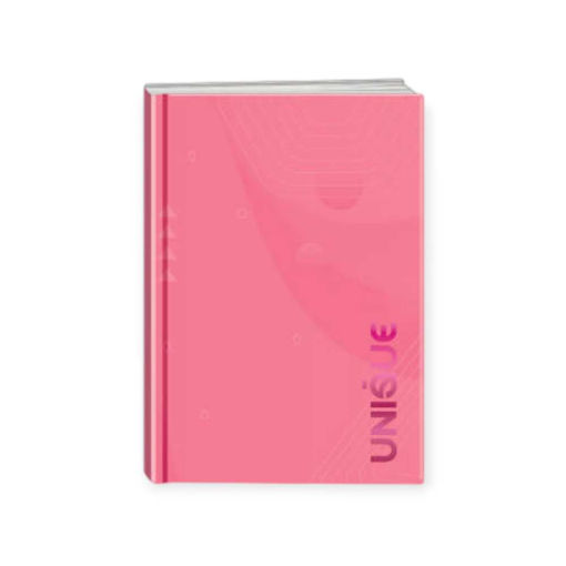 Picture of A6 UNIQUE LINED GLUED HARD COVER NOTEBOOK 100PGS PINK